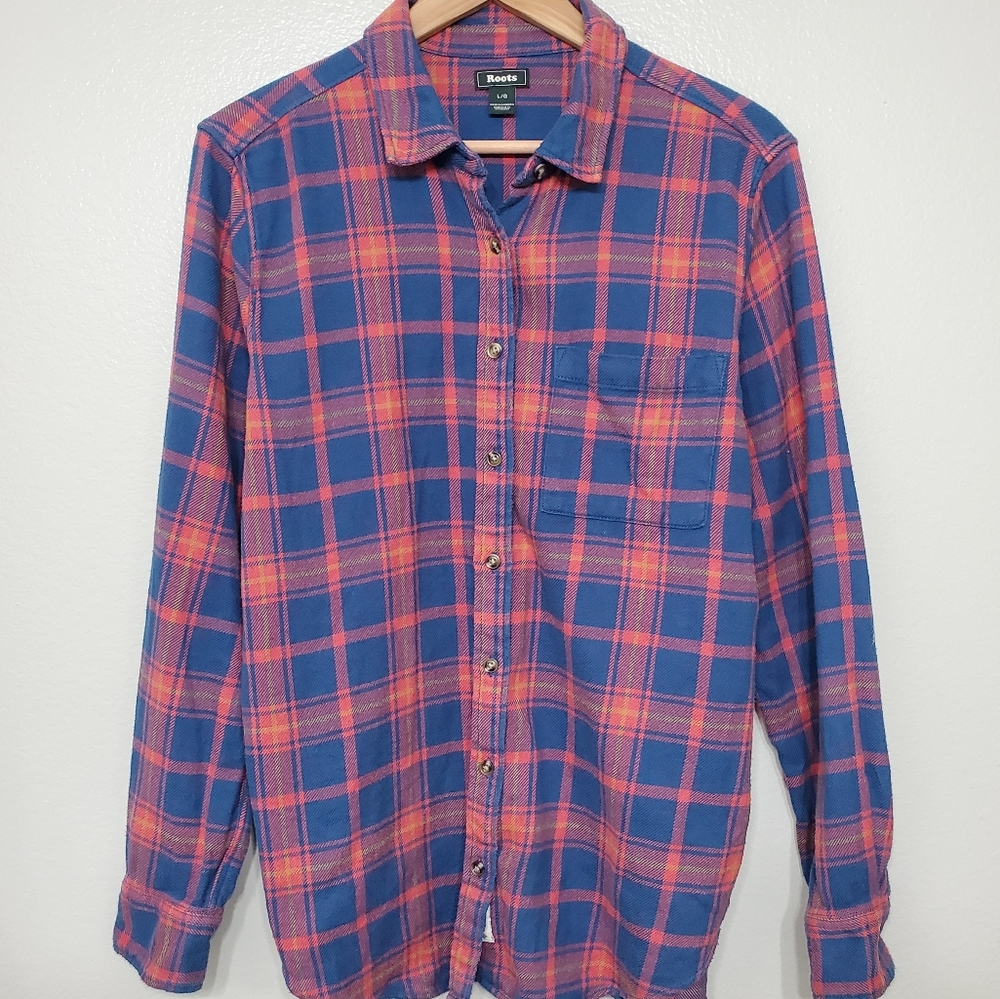 ROOTS Flannel Plaid Button Down Shirt